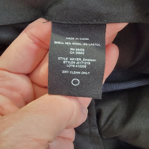 THEORY Mens Mayer Emerson Wool Pants Trousers Navy Suble Checked Size 36 / 34 - Picture 10 of 12